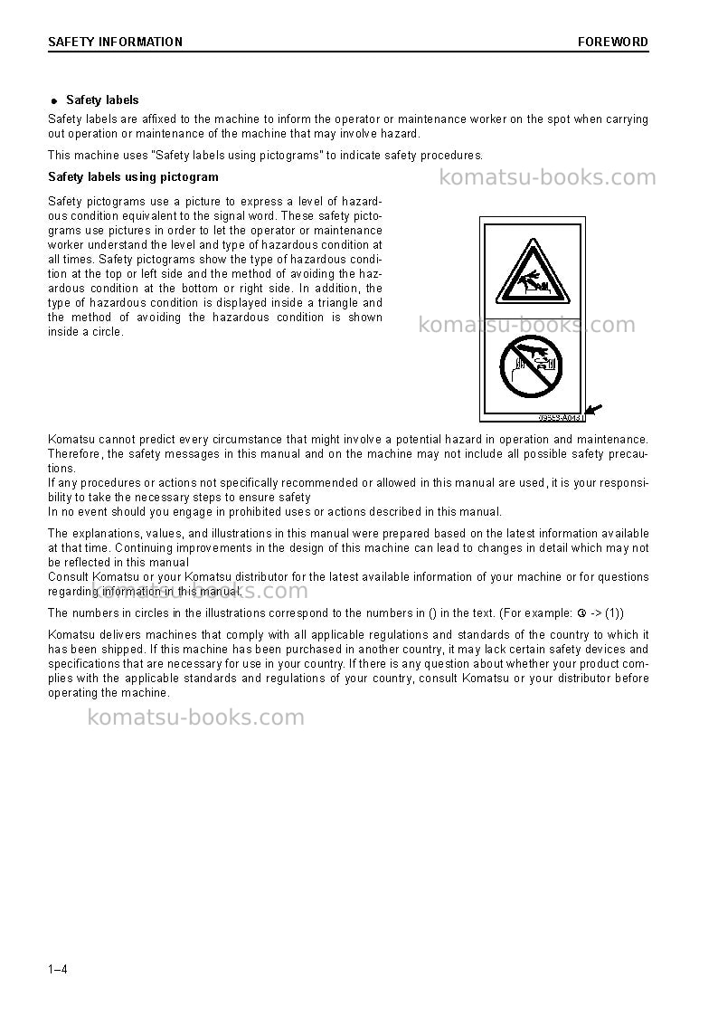 Komatsu pc228uslc-10jpn Operation manual cover Page 6 Komatsu pc228uslc-10jpn Operation manual cover Page 6