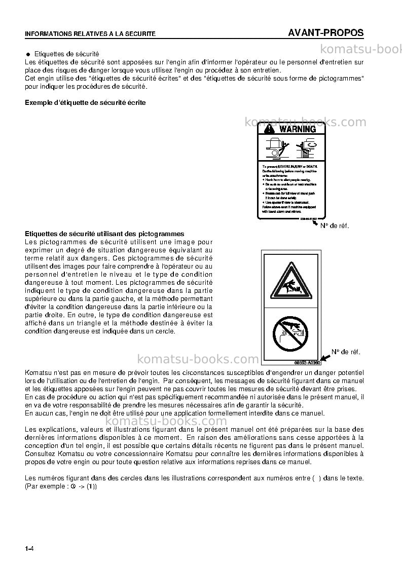 Komatsu d85px-15jpn Manuel d'utilisation couverture Page 6 Komatsu d85px-15jpn Manuel d'utilisation couverture Page 6