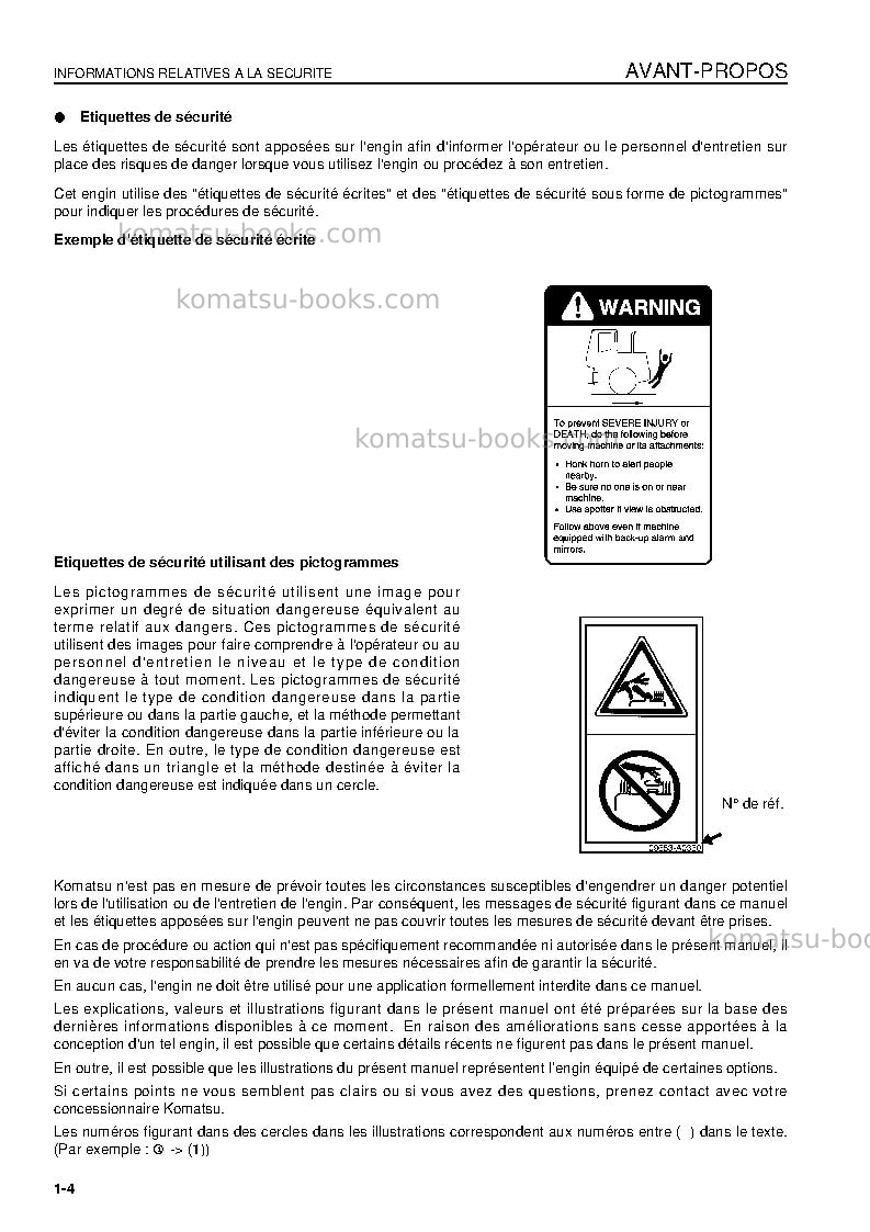 Komatsu wa600-6jpn Manuel d'utilisation couverture Page 6 Komatsu wa600-6jpn Manuel d'utilisation couverture Page 6