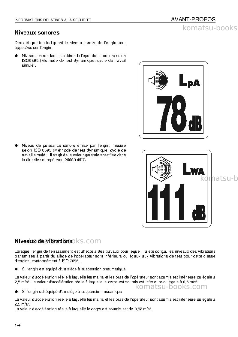 Komatsu d155ax-6jpn-for eu Manuel d'utilisation couverture Page 6 Komatsu d155ax-6jpn-for eu Manuel d'utilisation couverture Page 6