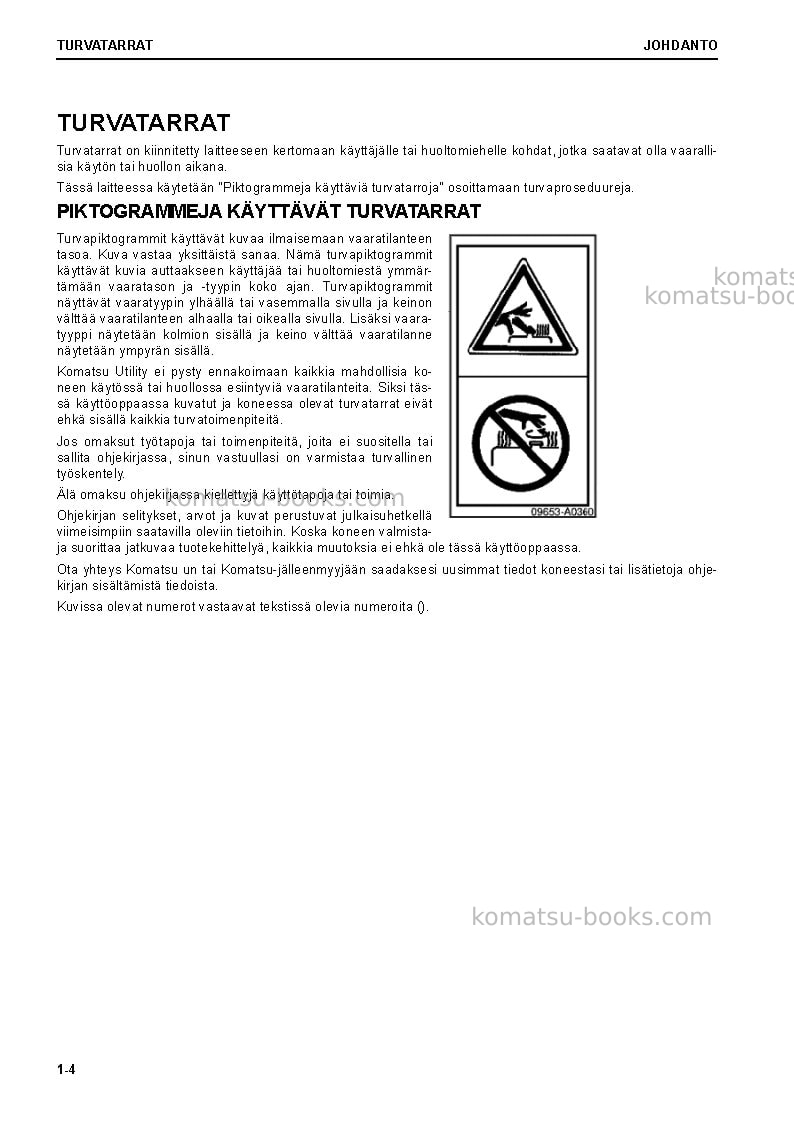 Komatsu pc78us-10jpn Operation manual cover Page 6 Komatsu pc78us-10jpn Operation manual cover Page 6