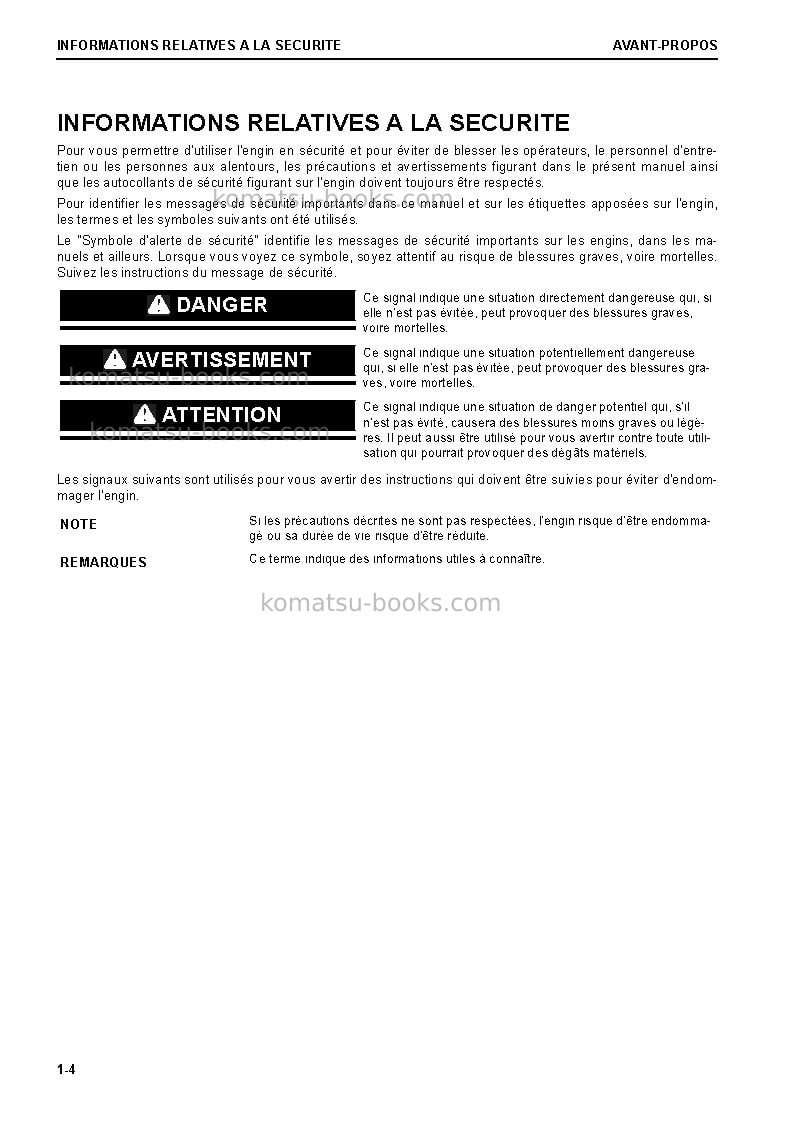 Komatsu d65pxi-18jpn Manuel d'utilisation couverture Page 6