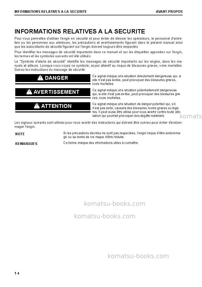Komatsu d61exi-24jpn Manuel d'utilisation couverture Page 6 Komatsu d61exi-24jpn Manuel d'utilisation couverture Page 6