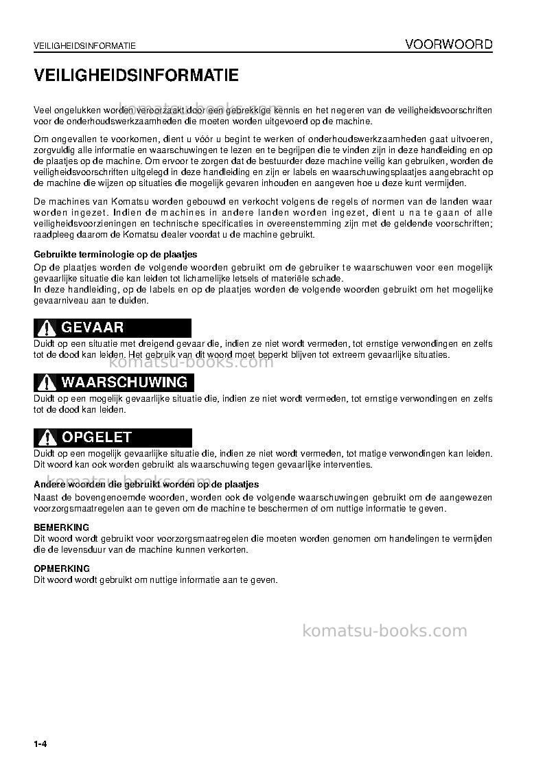Komatsu pc09-1ita Operation manual cover Page 6 Komatsu pc09-1ita Operation manual cover Page 6