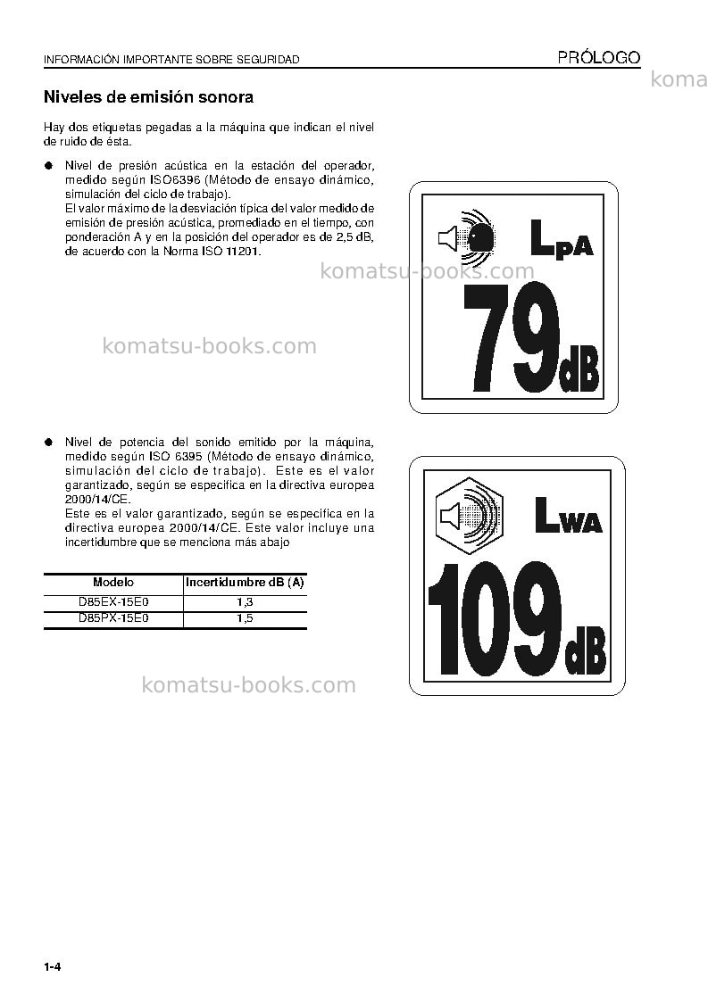 Komatsu d85ex-15jpn-e0 Manual de operación cover Page 6
