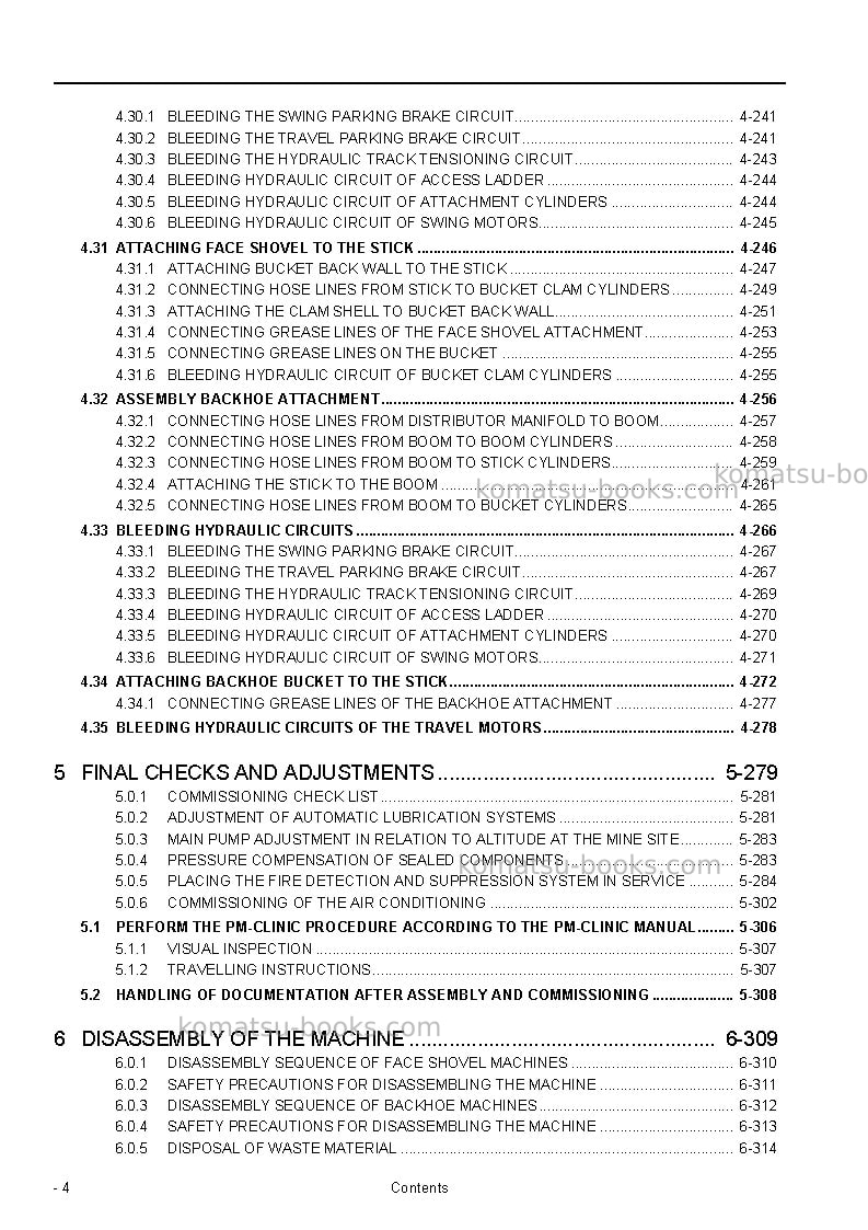 Komatsu pc4000deu Field assembly manual cover Page 6 Komatsu pc4000deu Field assembly manual cover Page 6