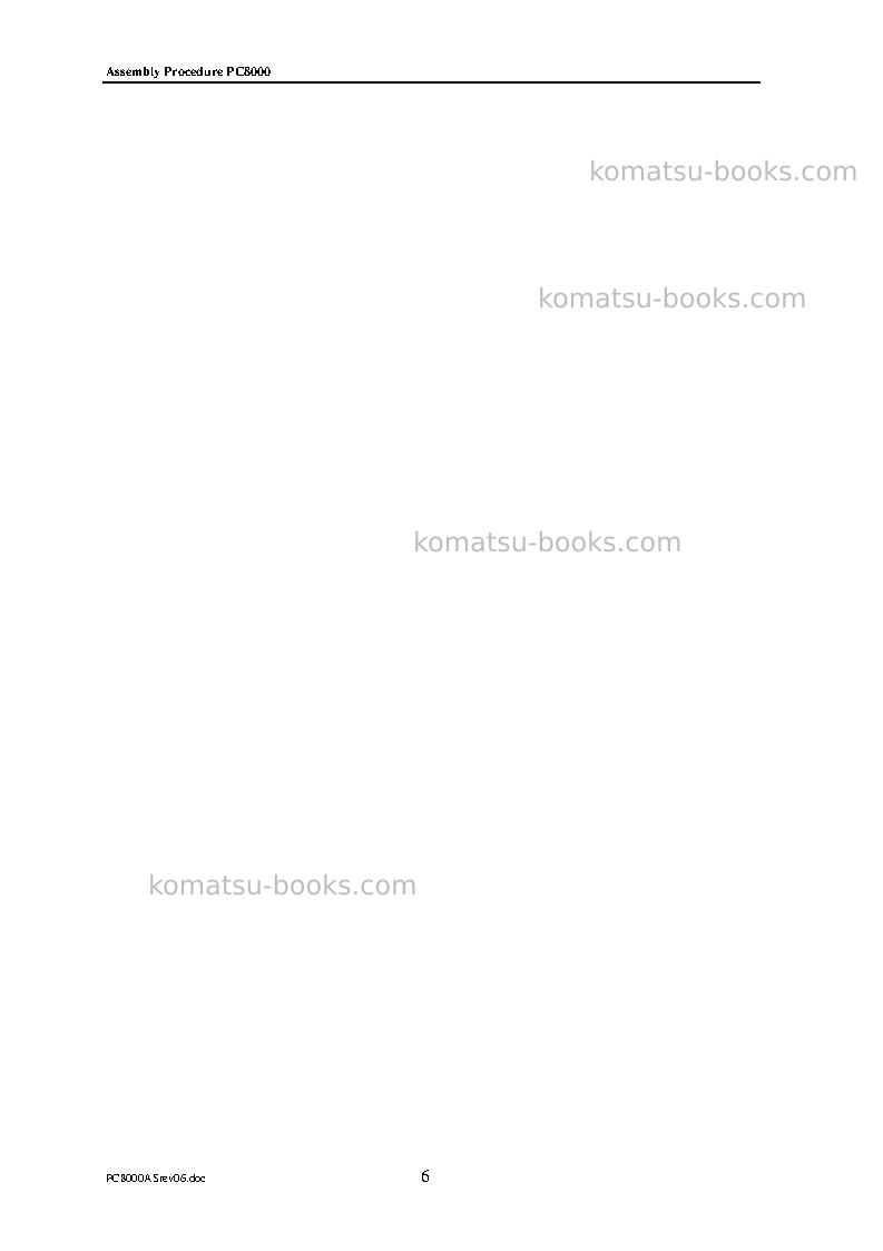 Komatsu pc8000-1deu Field assembly manual cover Page 6