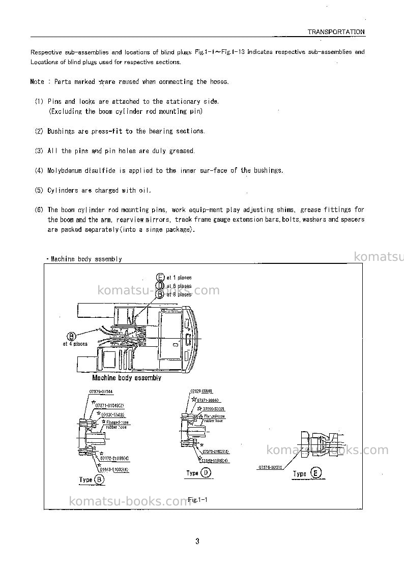 Komatsu pc400lc-6jpn-pipe looper spec, excel Field assembly manual cover Page 6