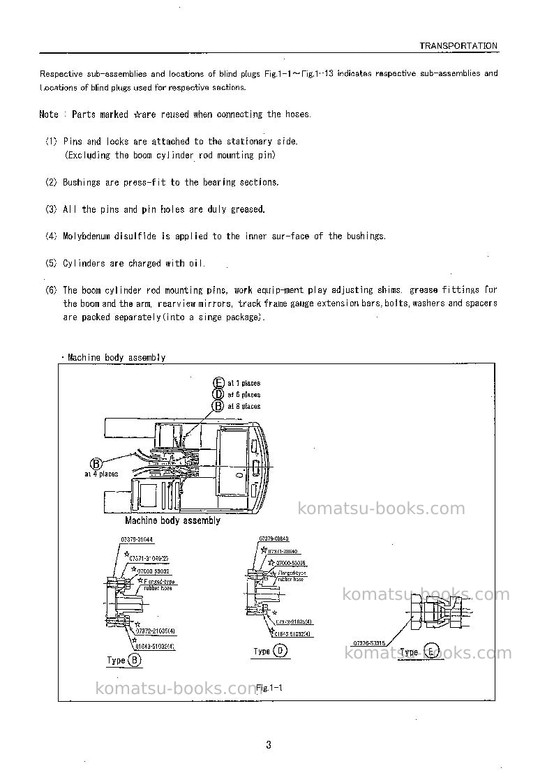 Komatsu pc400lc-6jpn--50c degree, pipe looper spec Field assembly manual cover Page 6