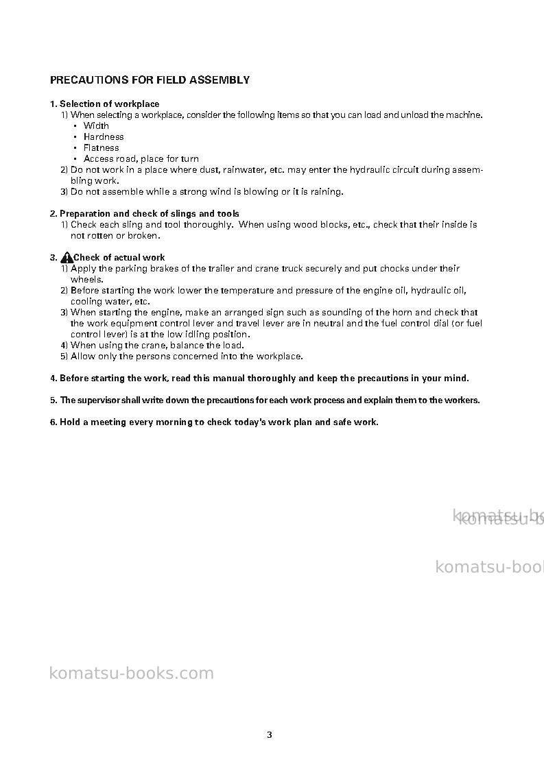 Komatsu d475a-5jpn Field assembly manual cover Page 6