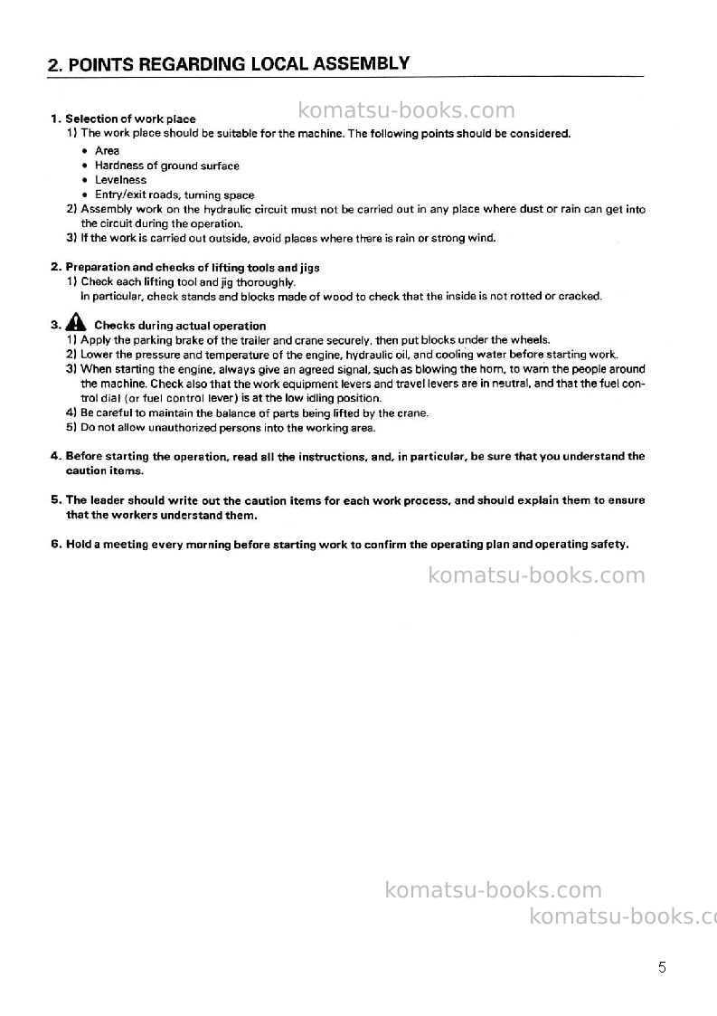 Komatsu pc1800-6jpn Field assembly manual cover Page 6 Komatsu pc1800-6jpn Field assembly manual cover Page 6