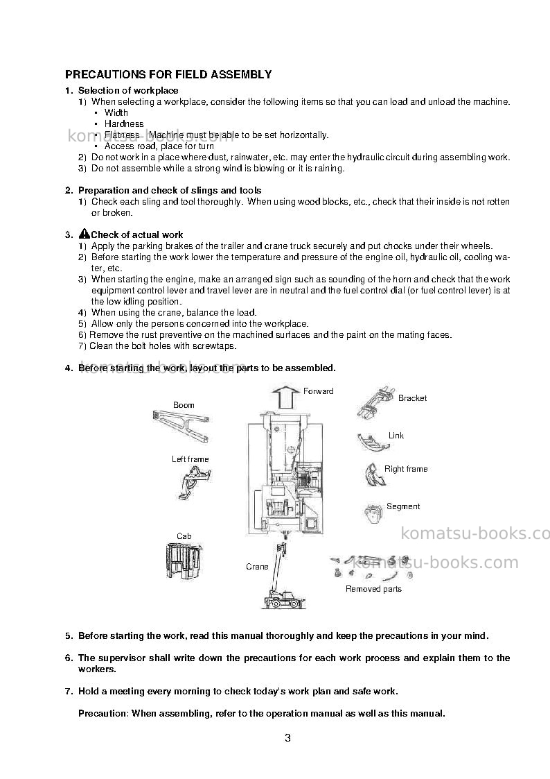 Komatsu d355c-3jpn--50c degree Field assembly manual cover Page 6