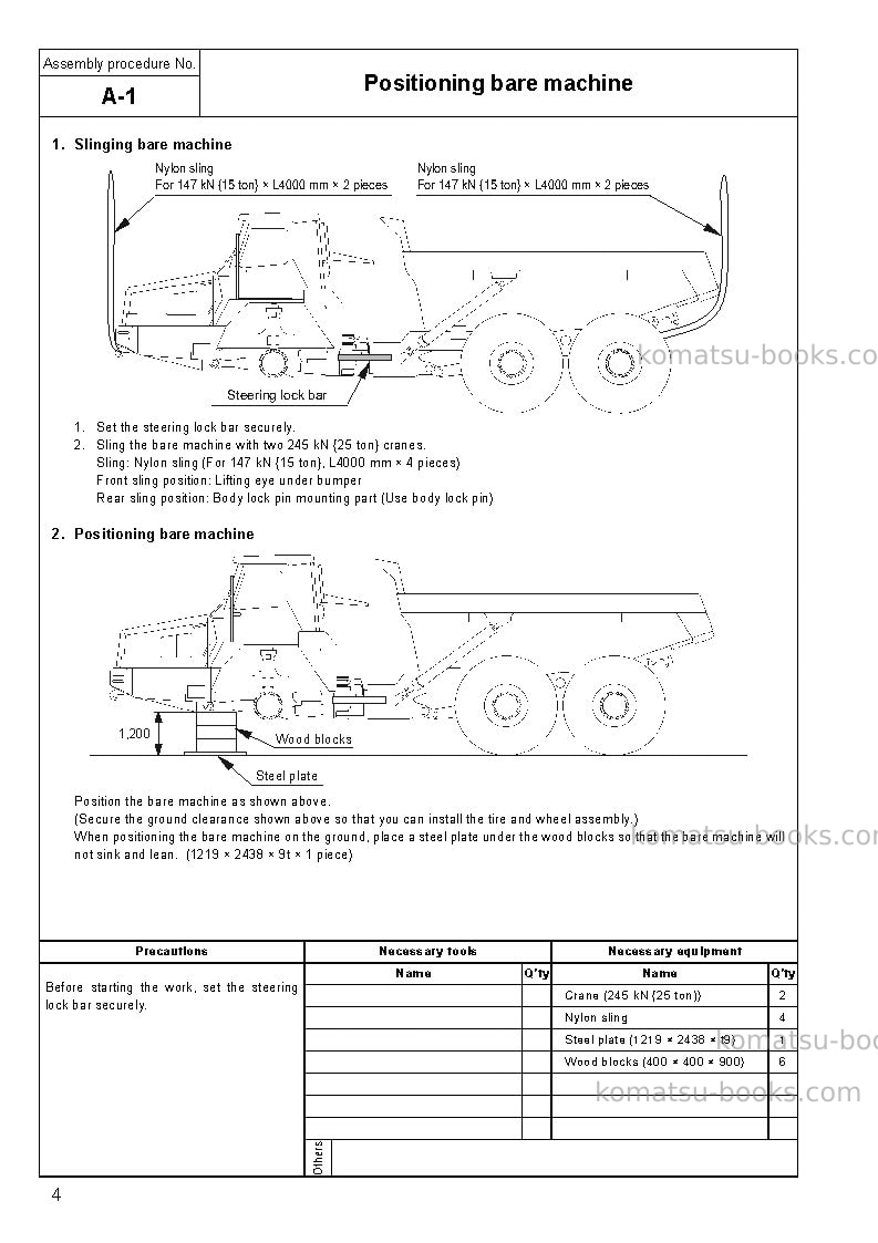 Komatsu hm400-1usa-l Field assembly manual cover Page 6 Komatsu hm400-1usa-l Field assembly manual cover Page 6