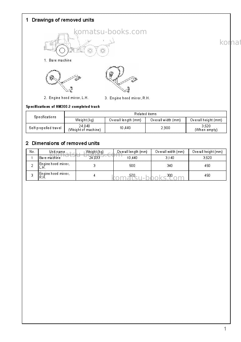 Komatsu hm300-2jpn Field assembly manual cover Page 6