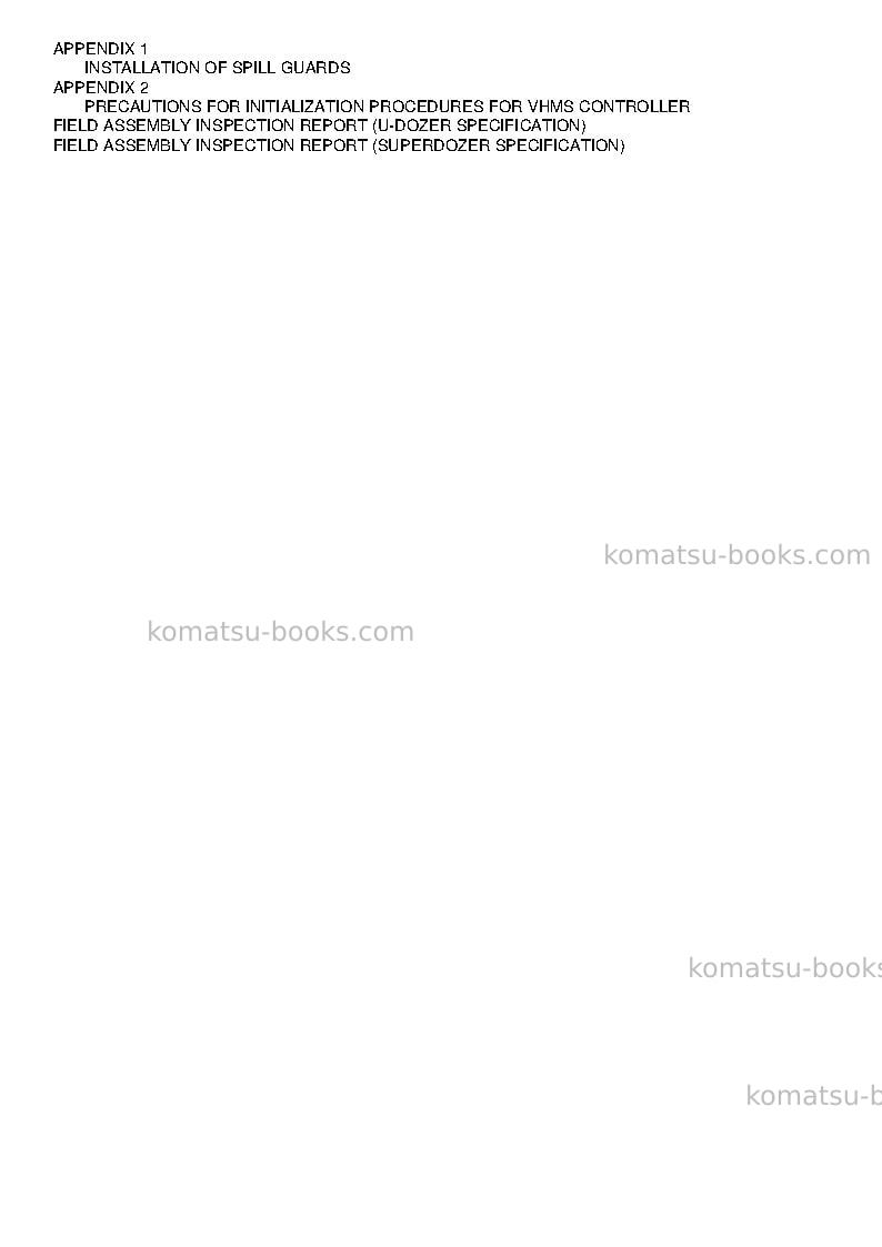 Komatsu d475a-5jpn-e0 Field assembly manual cover Page 6 Komatsu d475a-5jpn-e0 Field assembly manual cover Page 6