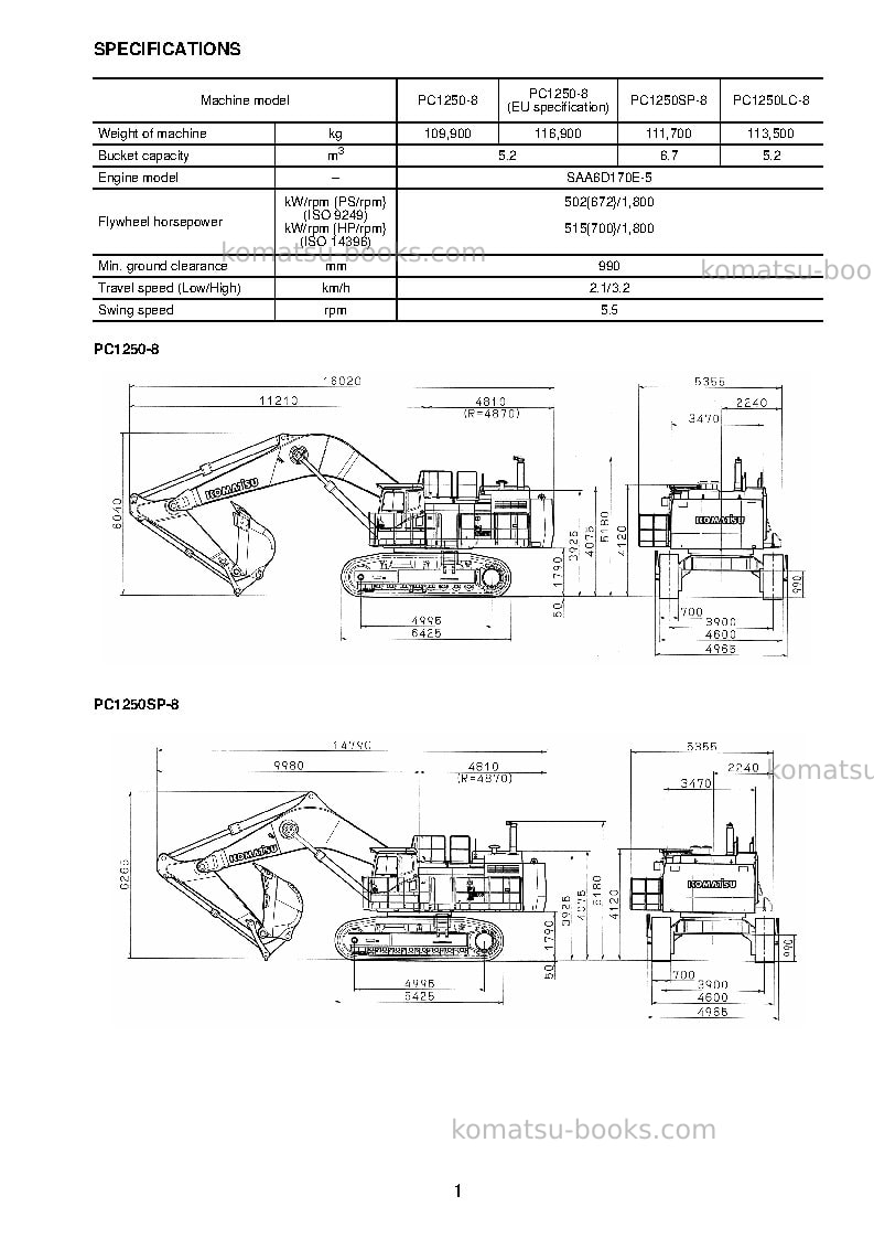 Komatsu pc1250lc-8jpn Field assembly manual cover Page 6 Komatsu pc1250lc-8jpn Field assembly manual cover Page 6