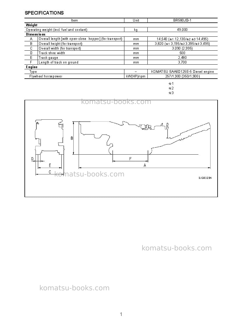Komatsu br580jg-1jpn Field assembly manual cover Page 6 Komatsu br580jg-1jpn Field assembly manual cover Page 6
