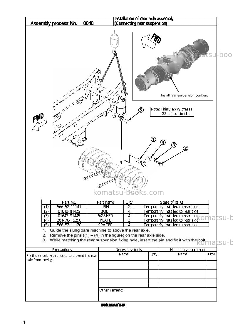 Komatsu hd325-6jpn Field assembly manual cover Page 6