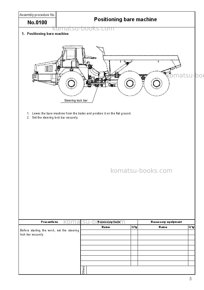 Komatsu hm350-2jpn-r Field assembly manual cover Page 6