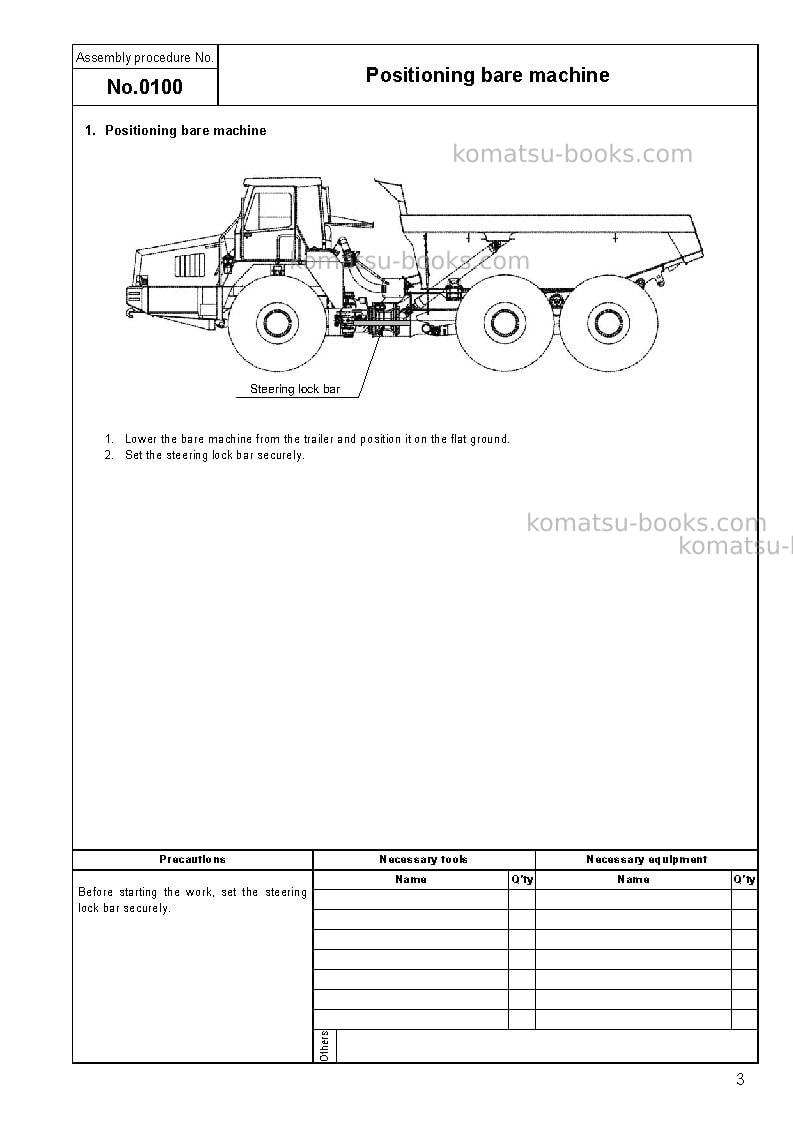 Komatsu hm400-2jpn-w/o egr Field assembly manual cover Page 6 Komatsu hm400-2jpn-w/o egr Field assembly manual cover Page 6