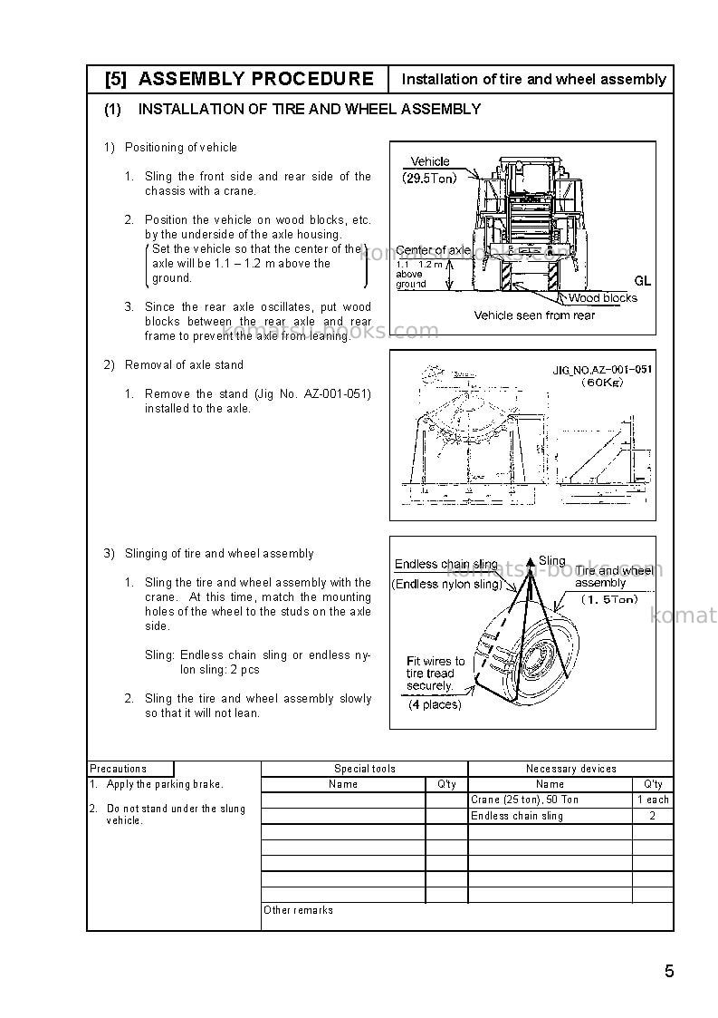 Komatsu wa600-3jpn Field assembly manual cover Page 6 Komatsu wa600-3jpn Field assembly manual cover Page 6