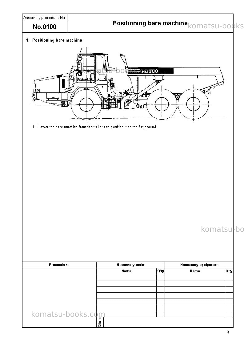 Komatsu hm300-2jpn-r Field assembly manual cover Page 6 Komatsu hm300-2jpn-r Field assembly manual cover Page 6