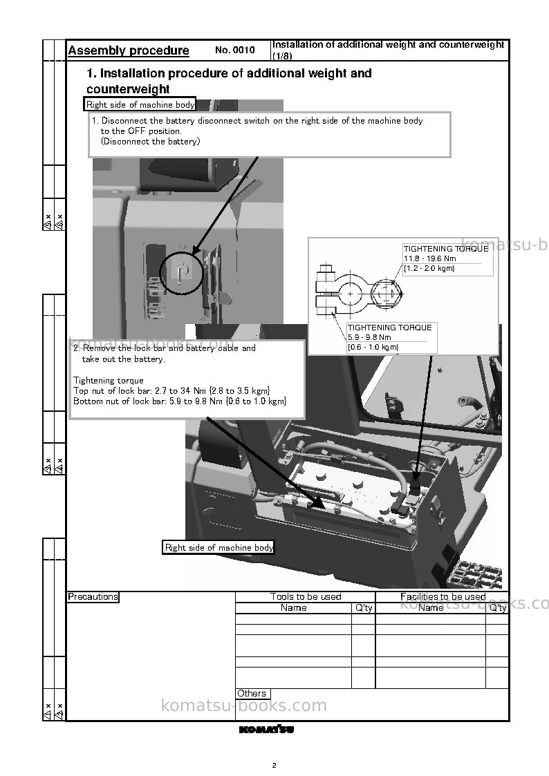 Komatsu wa500-7jpn Field assembly manual cover Page 6 Komatsu wa500-7jpn Field assembly manual cover Page 6