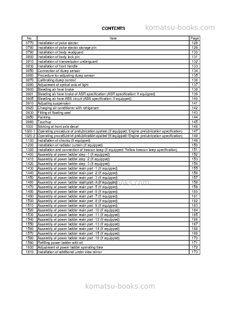 Komatsu hd785-7ind-50c degree m/c spec Field assembly manual cover Page 6