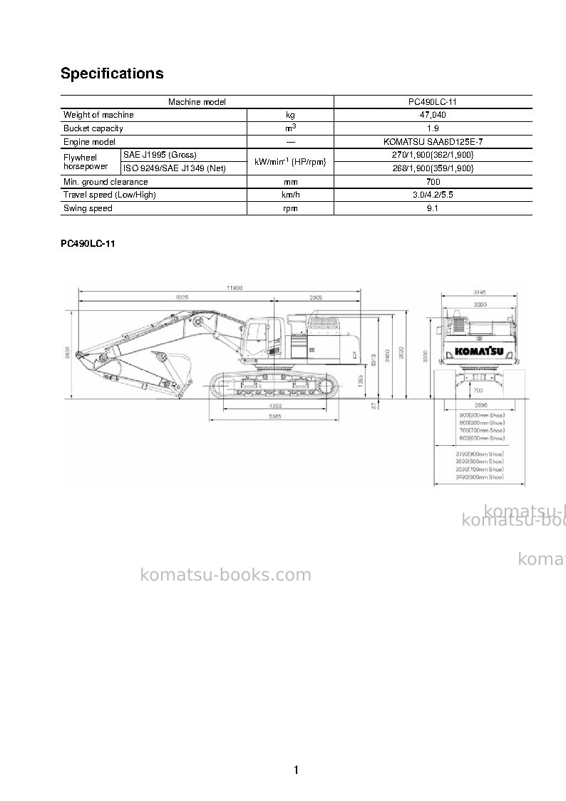 Komatsu pc490lc-11jpn Field assembly manual cover Page 6 Komatsu pc490lc-11jpn Field assembly manual cover Page 6