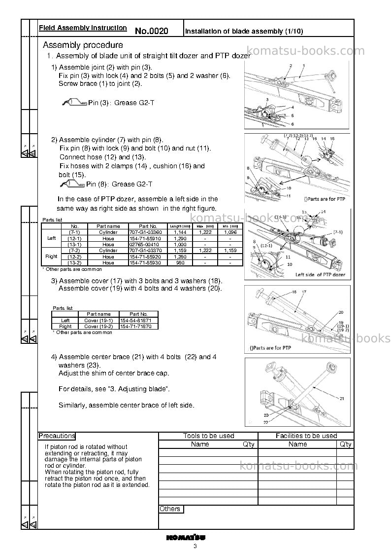 Komatsu d85exi-18jpn Field assembly manual cover Page 6