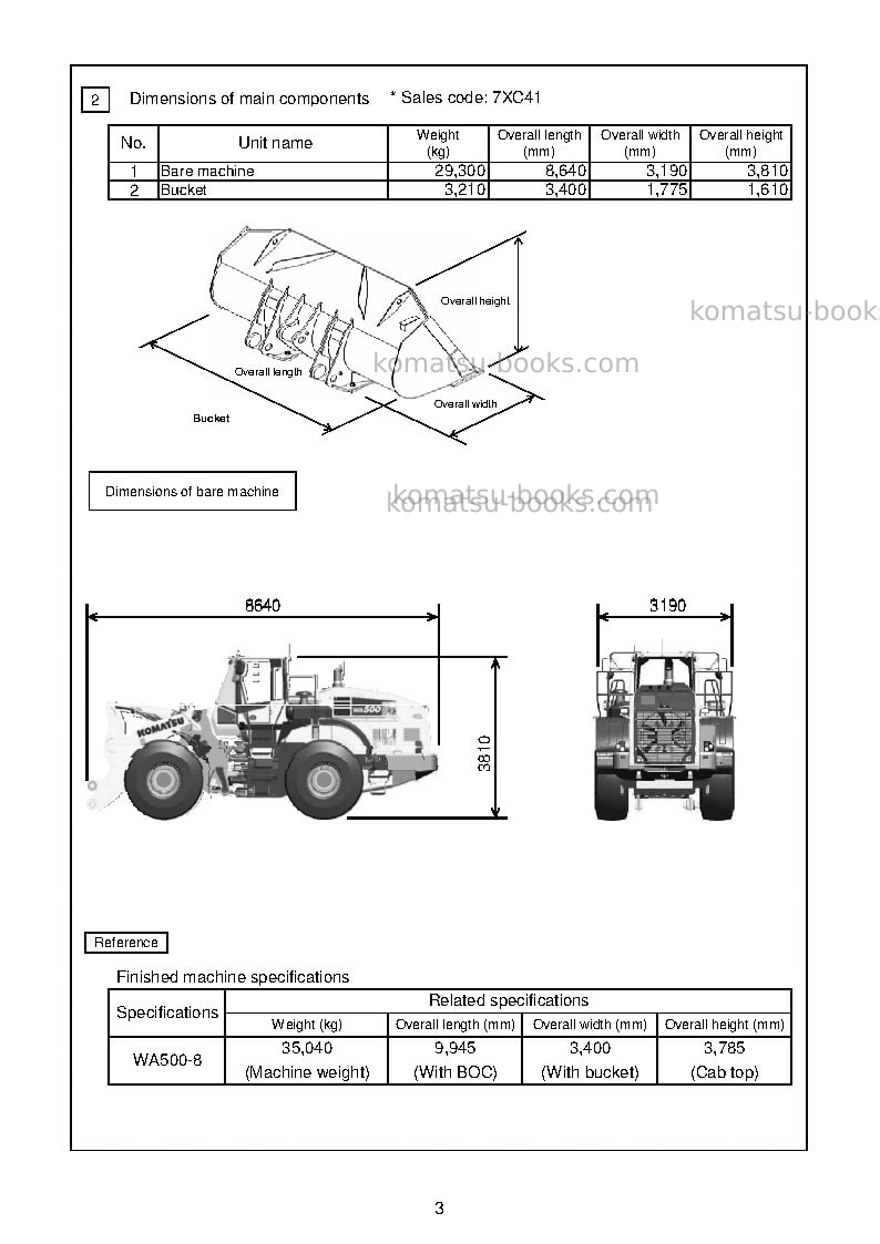 Komatsu wa500-8jpn Field assembly manual cover Page 6 Komatsu wa500-8jpn Field assembly manual cover Page 6