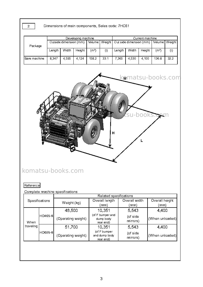 Komatsu hd465-8jpn Field assembly manual cover Page 6 Komatsu hd465-8jpn Field assembly manual cover Page 6