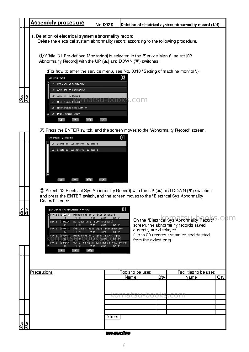 Komatsu wa480-8jpn Field assembly manual cover Page 6 Komatsu wa480-8jpn Field assembly manual cover Page 6
