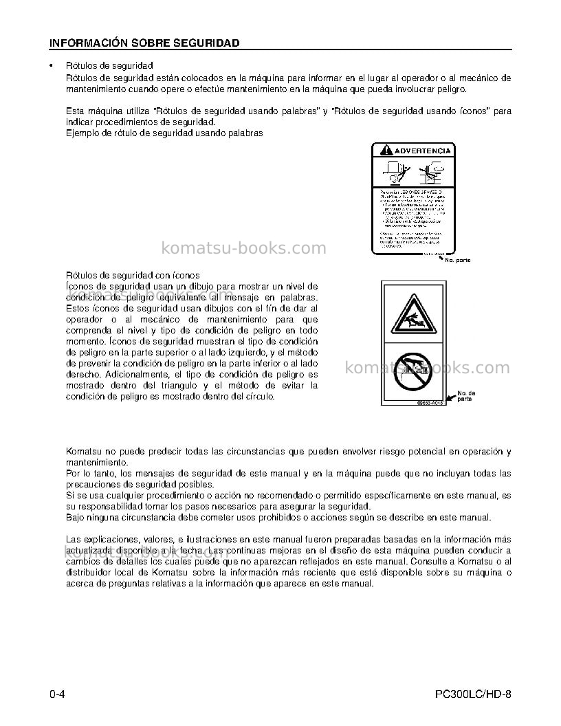 Komatsu pc300hd-8usa Manual de operación cover Page 6 Komatsu pc300hd-8usa Manual de operación cover Page 6
