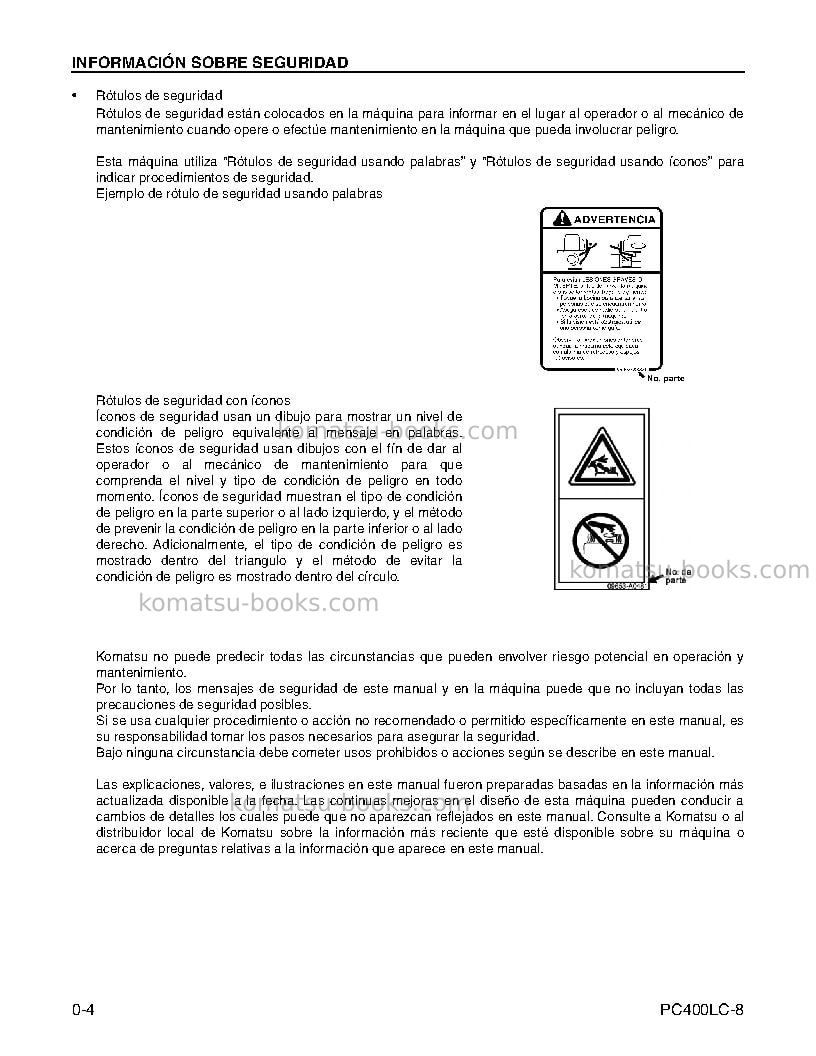 Komatsu pc400lc-8usa Manual de operación cover Page 6 Komatsu pc400lc-8usa Manual de operación cover Page 6