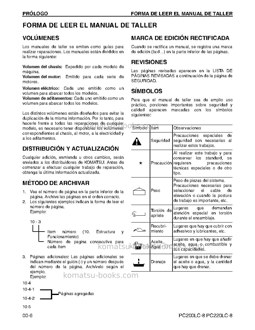 Komatsu pc200lc-8usa Reparación y mantenimiento cover Page 6