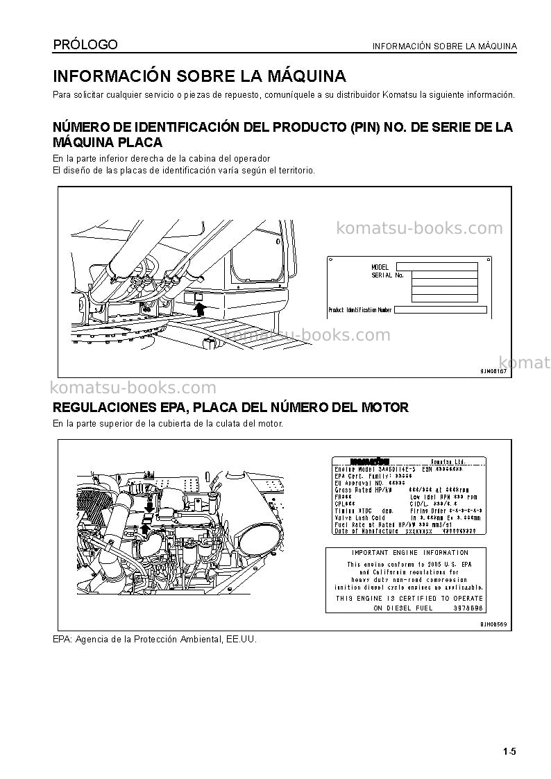 Komatsu pc350-8jpn Manual de operación cover Page 6 Komatsu pc350-8jpn Manual de operación cover Page 6