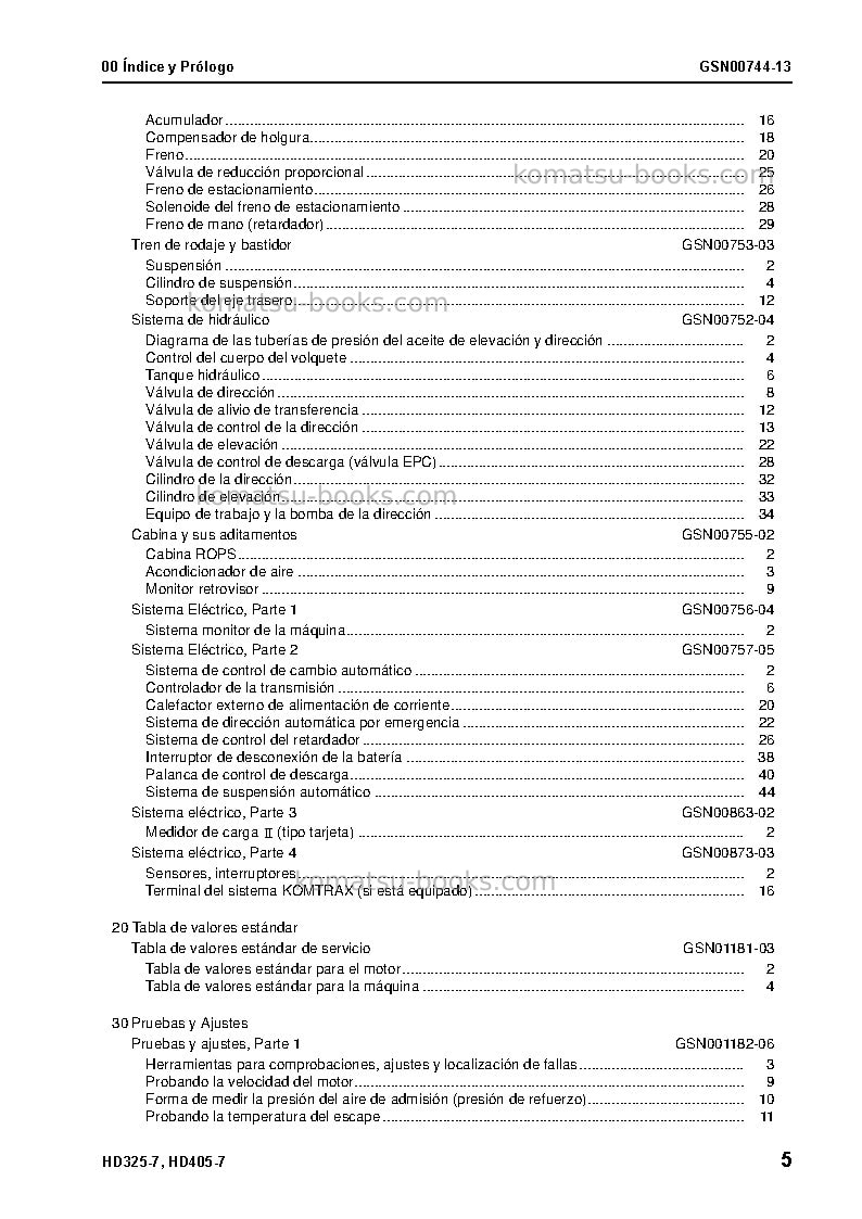 Komatsu hd325-7jpn Reparación y mantenimiento cover Page 6