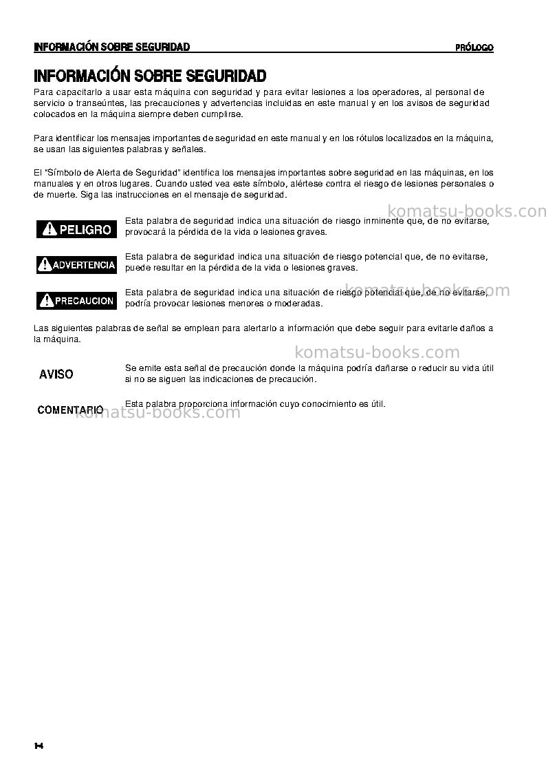 Komatsu hb215lc-1jpn-hybrid greasing interval 500 hour Manual de operación cover Page 6