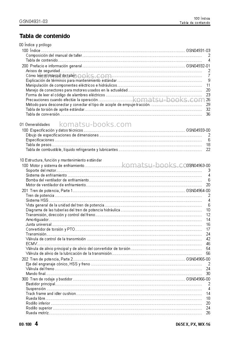 Komatsu d65ex-16jpn Reparación y mantenimiento cover Page 6 Komatsu d65ex-16jpn Reparación y mantenimiento cover Page 6