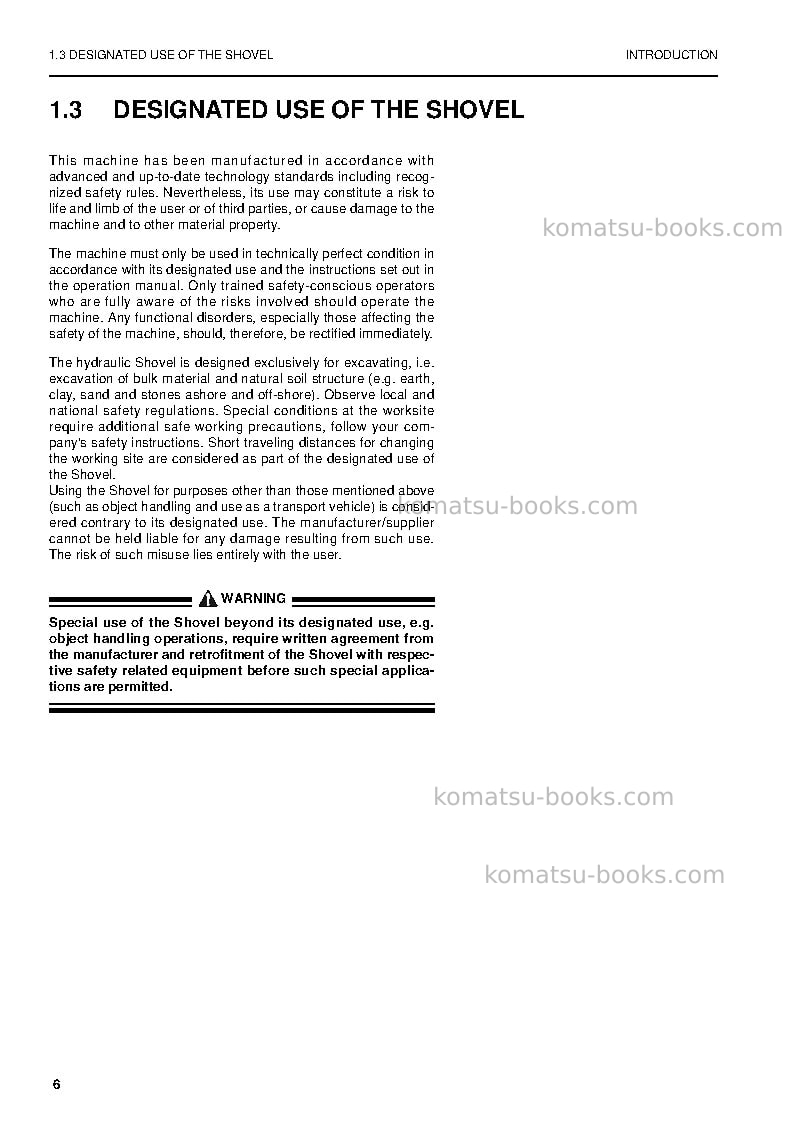 Komatsu pc3000-6deu Operation manual cover Page 6 Komatsu pc3000-6deu Operation manual cover Page 6