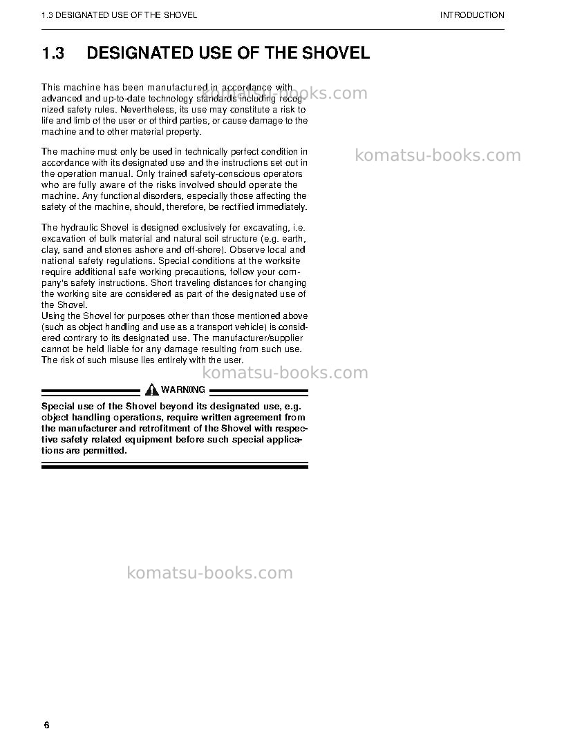 Komatsu pc3000-6deu Operation manual cover Page 6 Komatsu pc3000-6deu Operation manual cover Page 6