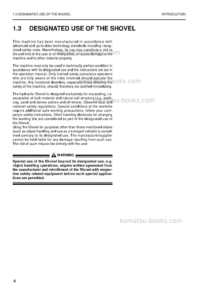 Komatsu pc3000-6deu Operation manual cover Page 6 Komatsu pc3000-6deu Operation manual cover Page 6