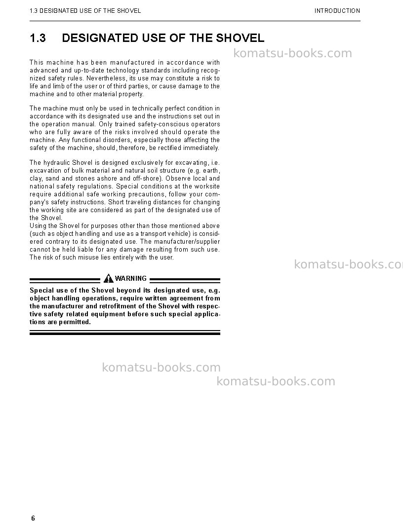 Komatsu pc3000-6deu-electric motor Operation manual cover Page 6