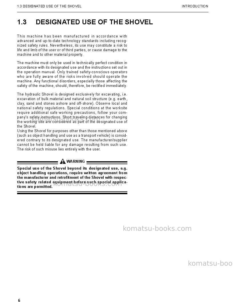 Komatsu pc3000-6deu Operation manual cover Page 6 Komatsu pc3000-6deu Operation manual cover Page 6