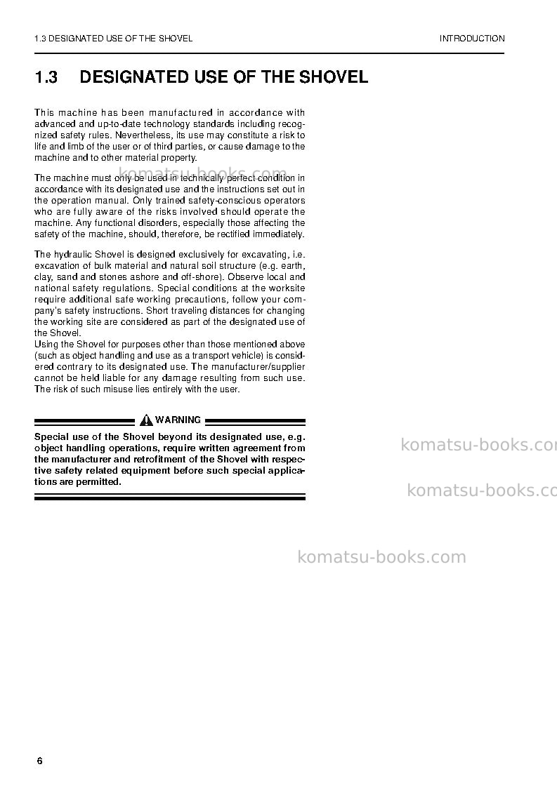 Komatsu pc4000-6deu Operation manual cover Page 6 Komatsu pc4000-6deu Operation manual cover Page 6