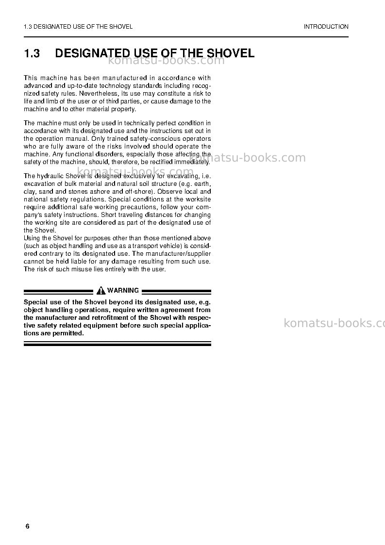 Komatsu pc4000-6deu Operation manual cover Page 6 Komatsu pc4000-6deu Operation manual cover Page 6