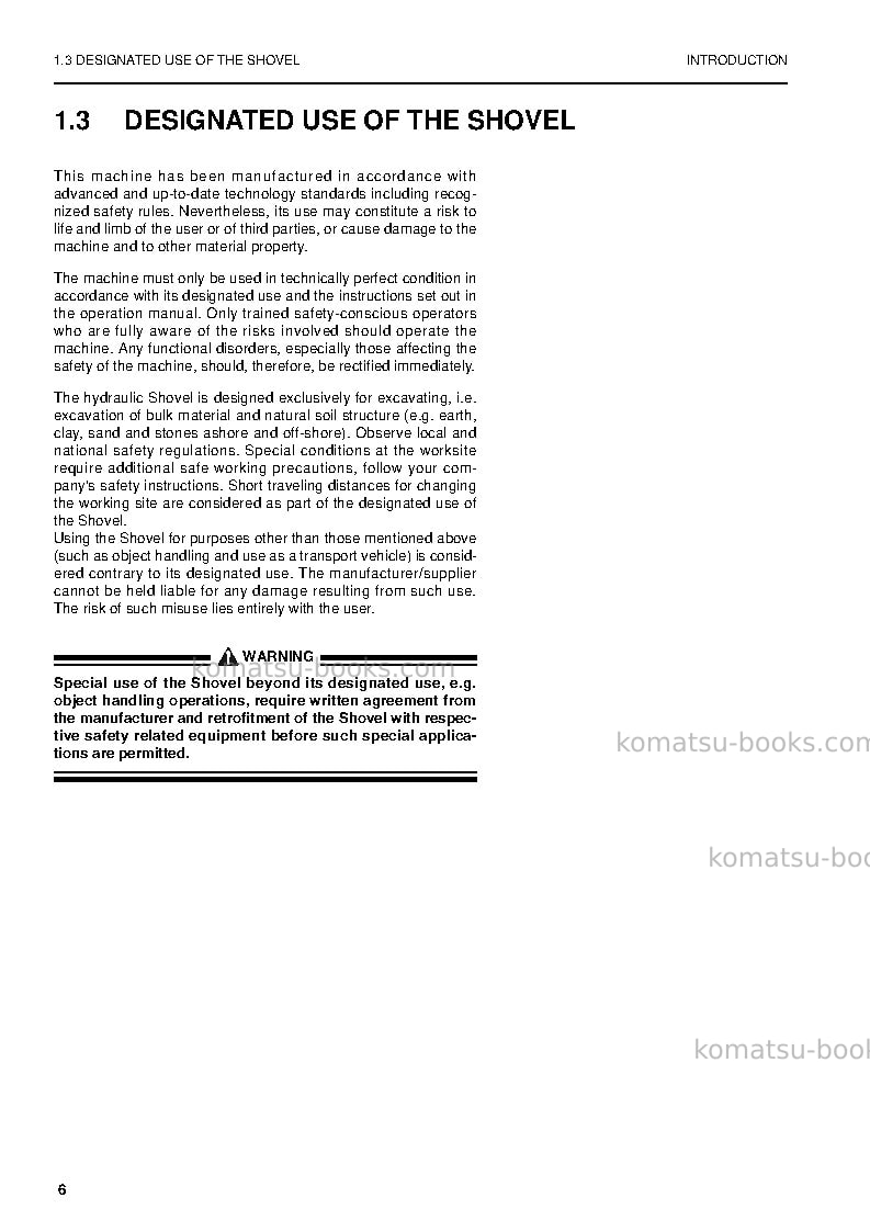 Komatsu pc4000-6deu Operation manual cover Page 6 Komatsu pc4000-6deu Operation manual cover Page 6