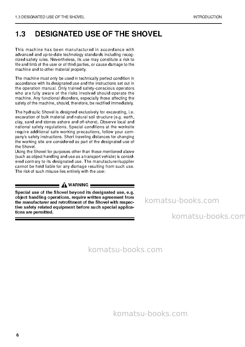 Komatsu pc4000-6deu Operation manual cover Page 6 Komatsu pc4000-6deu Operation manual cover Page 6