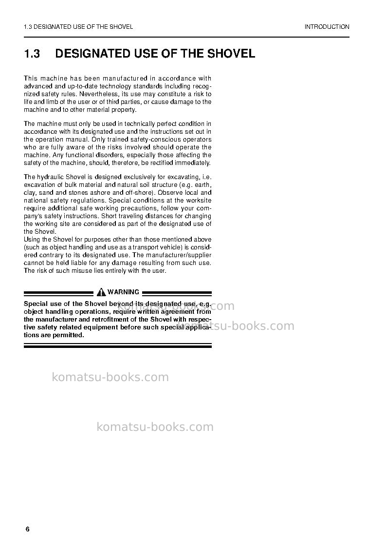 Komatsu pc4000-6deu Operation manual cover Page 6 Komatsu pc4000-6deu Operation manual cover Page 6